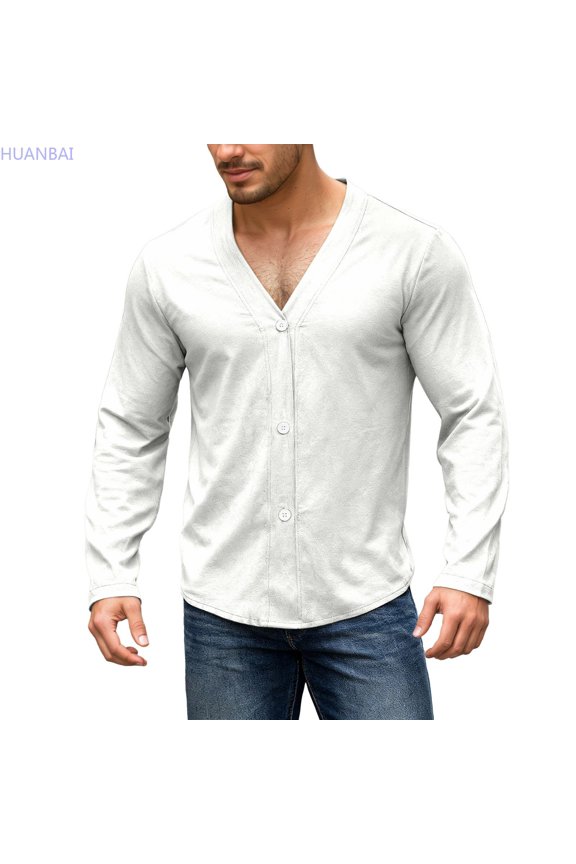 Custom Fit ’s Linen Casual Button Up Shirt – Autumn Lightweight Long Sleeve Design With Knit Collar For Comfortable Style