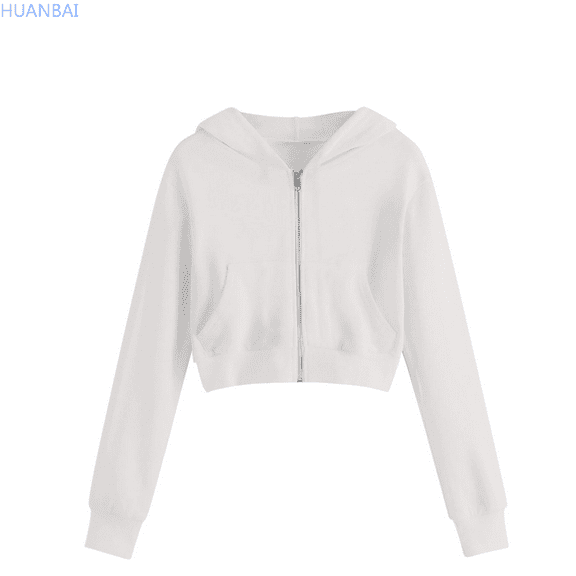 HUANBAI Fashionable Girls' Hooded Zip Up Long Sleeve Sweatshirt With Drawstring For Active Wear Girls Long Sleeve Hoodies 6Y