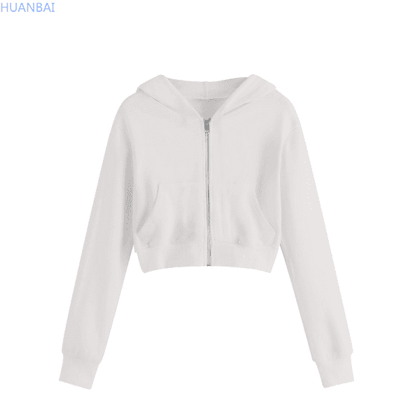 HUANBAI Fashionable Girls' Hooded Zip Up Long Sleeve Sweatshirt With Drawstring For Active Wear Sweatshirts Pullover Tops 14Y