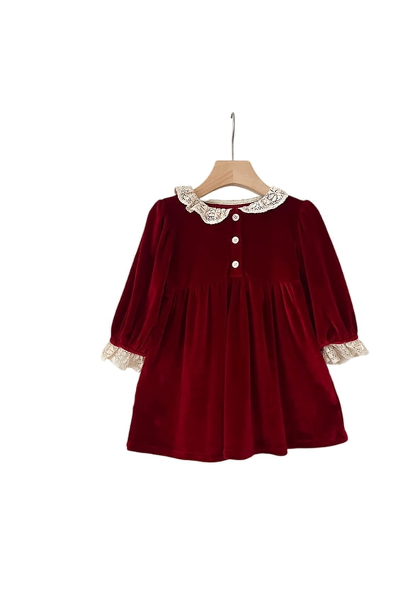 French Lace Embroidered Girls Dress Floral Embroidery Party Gown With Collar Elegant Ruffled Sleeves For Toddler And Holiday Photoshoot Girls Dress Sweet 4-5 Years