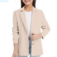 thumbnail image 1 of HUANBAI Girls Blazer Jacket with Inner Pocket Long Sleeve Notched Collar/Lapel Collar Open Front Casual Kids Blazers Suit 5-6 Years, 1 of 6