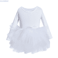 thumbnail image 1 of HUANBAI Girls Dance Dress Performance Tutu Skirt Long Sleeve Round Neck Chiffon Ballet Outfit For Ages 3 10 Spring Summer Recital Summer Dresses 5-6 Years, 1 of 9