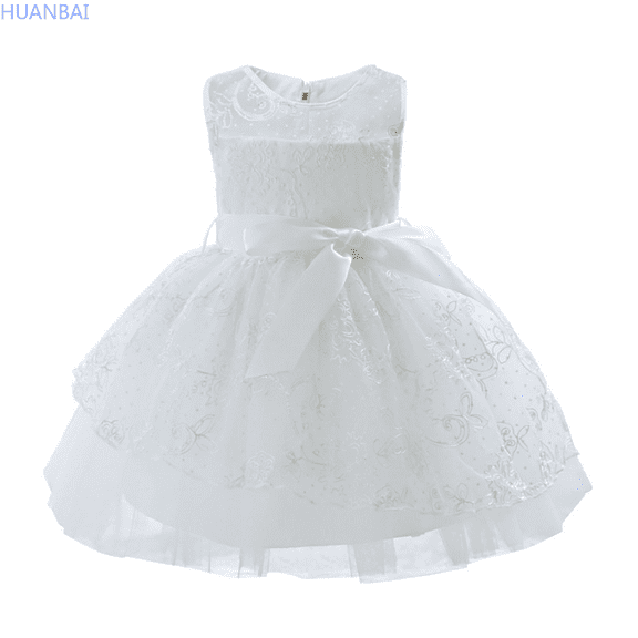 HUANBAI Girls' Dress For Children Off The Shoulder Party Gown Dress With Rose Embroidery Skirt For Ages 3 10 Sundress for Kids 2-3 Years