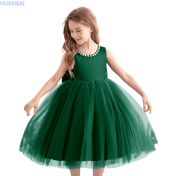 HUANBAI Girls Dresses For Everyday Wear Dress For Girls Children Wedding Dress Flower Girl Dress Piano Performance Skirt Girls Dress Sweet 3-4 Years