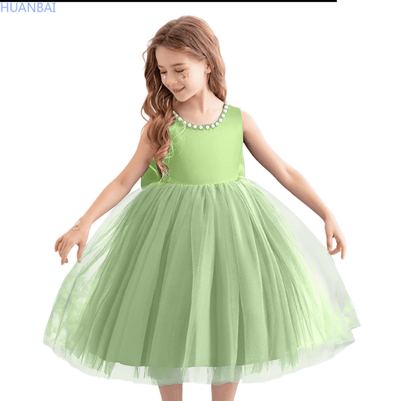 HUANBAI Girls Dresses For Everyday Wear Dress For Girls Children Wedding Dress Flower Girl Dress Piano Performance Skirt Party Mini Dress 5-6 Years