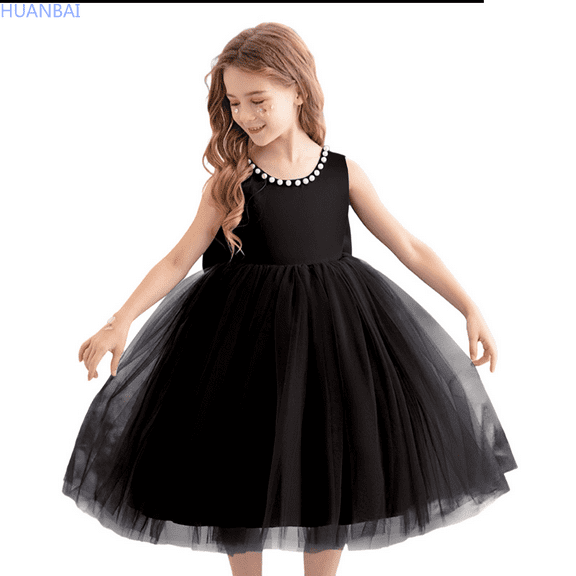 HUANBAI Girls Dresses For Everyday Wear Dress For Girls Children Wedding Dress Flower Girl Dress Piano Performance Skirt Party Mini Dress 5-6 Years