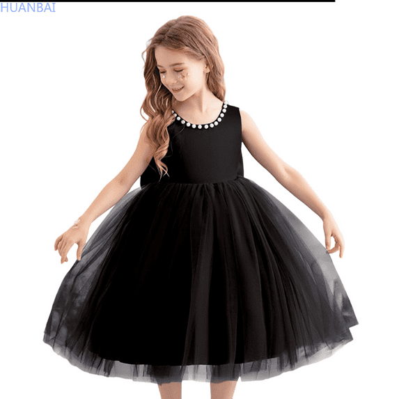 HUANBAI Girls Dresses For Everyday Wear Dress For Girls Children Wedding Dress Flower Girl Dress Piano Performance Skirt Sundress for Kids 7-8 Years