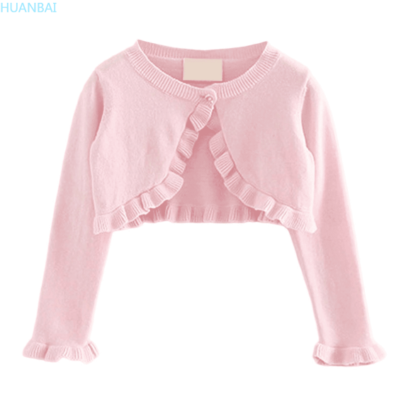 HUANBAI Girls Knit Cardigan Sweater Autumn Casual Outerwear Baby Toddler Kids Top Soft Comfortable Lightweight Layering Piece For Spring Summer Fall Crewneck Basic Tees 8-9 Years