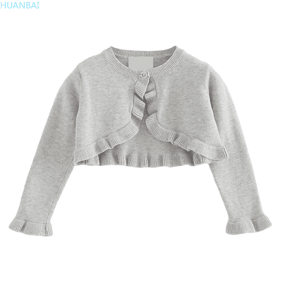 HUANBAI Girls Knit Cardigan Sweater Autumn Casual Outerwear Baby Toddler Kids Top Soft Comfortable Lightweight Layering Piece For Spring Summer Fall Crewneck Basic Tees 4-5 Years