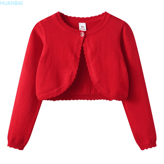 HUANBAI Girls' Long Sleeve Knitted Cardigan Kids Button Closure Sweaters Jacket Cover Up Tops 13-14 Years