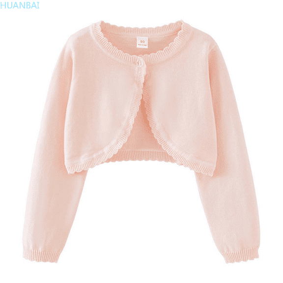 HUANBAI Girls' Long Sleeve Knitted Cardigan Kids Button Closure Sweaters Jacket Cover Up Tops 4-5 Years