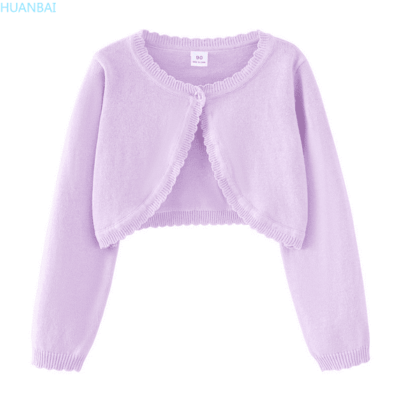 HUANBAI Girls' Long Sleeve Knitted Cardigan Kids Button Closure Sweaters Jacket Cover Up Tops 4-5 Years