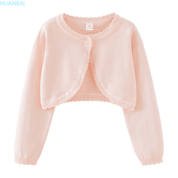 HUANBAI Girls' Long Sleeve Knitted Cardigan Kids Button Closure Sweaters Jacket Cover Up Tops 5-6 Years
