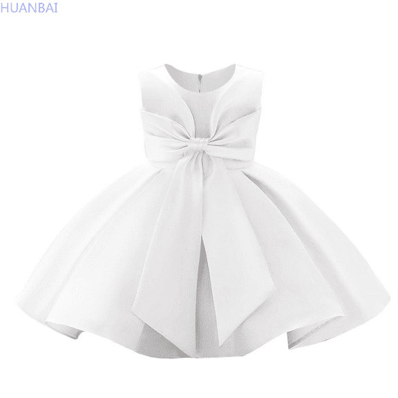 HUANBAI Girls' Oversized Bowknot Party Dress Flower Girl Tutu Dress For Weddings & A-line Sundress 18-24 Months