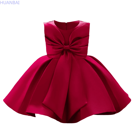 HUANBAI Girls' Oversized Bowknot Party Dress Flower Girl Tutu Dress For Weddings & Little Girl Floral Dress 9-12 Months