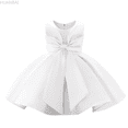 thumbnail image 1 of HUANBAI Girls' Oversized Bowknot Party Dress Flower Girl Tutu Dress For Weddings & Sundress for Kids 3-4 Years, 1 of 5