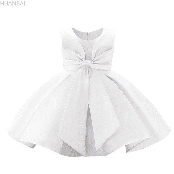 HUANBAI Girls' Oversized Bowknot Party Dress Flower Girl Tutu Dress For Weddings & Sundress for Kids 3-4 Years