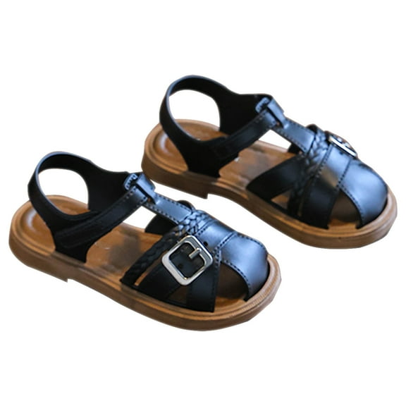 HUANBAI Girls Sandals For Toddlers Soft Sole Comfortable Everyday Wear Adjustable Straps Beach Outdoor Casual Footwear For Baby To 18-24 Months