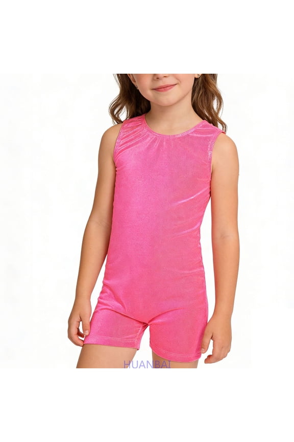 Girls Seamless Dance Leotard Workout Gymnastics Unitard With Built In Shorts For Training Practice Performance /Red(3-4 Years)