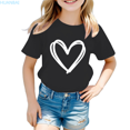 thumbnail image 1 of HUANBAI Girls Short Sleeve T Shirts Kids Summer Tops Crewneck Basic Graphic Tees 3-4 Years, 1 of 6