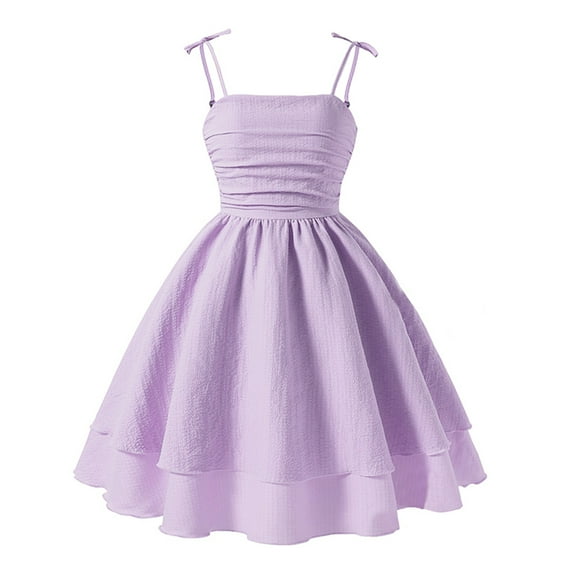 HUANBAI Girls Summer Dress Sleeveless Strappy Casual For Kids Age 8 12 Elastic Comfortable Outdoor Play Outfit Casual Midi Dresses 8 Years