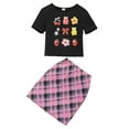 thumbnail image 1 of HUANBAI Girls Summer Outfits 2 Piece Set Cute Printed Short Sleeve T Shirt With Plaid Skirt Casual Beach School Party Outfit For Teen Girls Age 13 16 13Y, 1 of 3