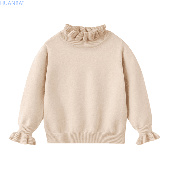 HUANBAI Girls Sweater Layering Lace Collar Knit Pullover Top Soft Comfortable Blouse For Toddler And Kids Fashion Casual Sweaters 110