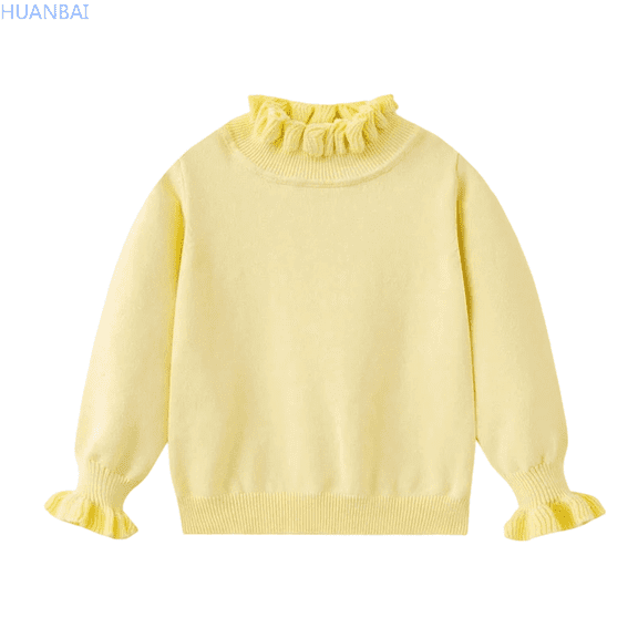 HUANBAI Girls Sweater Layering Lace Collar Knit Pullover Top Soft Comfortable Blouse For Toddler And Kids Fashion Crewneck Long Sleeve Sweater 100