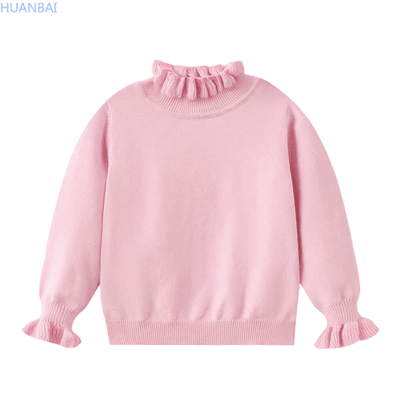 HUANBAI Girls Sweater Layering Lace Collar Knit Pullover Top Soft Comfortable Blouse For Toddler And Kids Fashion Fall Winter Sweaters 100