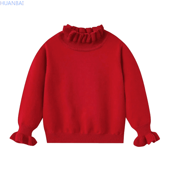 HUANBAI Girls Sweater Layering Lace Collar Knit Pullover Top Soft Comfortable Blouse For Toddler And Kids Fashion Solid Color Sweaters 100