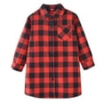 thumbnail image 1 of HUANBAI Girls Toddler Plaid Pleated Mini Dress Button Down Plaid Flannel Shirts Long Sleeve Casual Dress 6-7 Years, 1 of 5