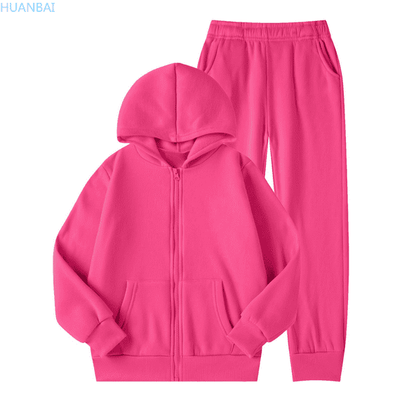 HUANBAI Girls Winter Outfits Fleece Lined Hoodie Pants Set For Kids Cozy Warm Pullover Tracksuit Casual Playwear For Toddler And Youth Outfits for Girl 8 Years