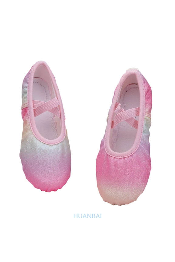 Gleaming Glitter Ballet Girls Sneakers For Dance Practice And Performances Soft Soled Shoes For Play Gradient ,(4.5-5 Years Multicolor) Size ,11