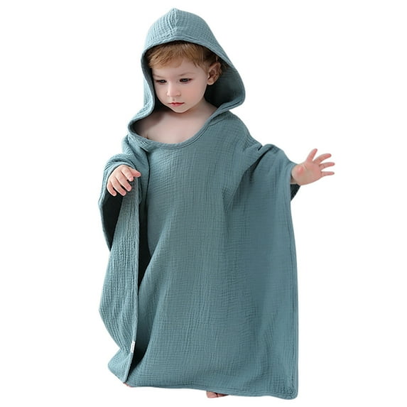 HUANBAI Hooded Baby Poncho Towel Muslin Bath Poncho For Toddler Kids Beach Poncho Towels One Size