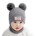 thumbnail image 1 of HUANBAI Baby Girls Boys Soft Warm Knit Hat Kids Winter Hat With Earflap Scarf Hood Hat One Size, 1 of 3