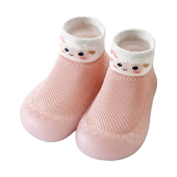 HUANBAI Girls Boys Kids Leisure Cartoon Prints Shoes Mesh Soft Bottom Breathable On Sport Shoes Socks Shoes 13-18 Months