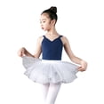 thumbnail image 1 of HUANBAI Kid Girls Ballet Dance Dress Lace Short Sleeve Leotards With Removable Tutu Skirt Ballerina Outfit Dancewear 160, 1 of 3