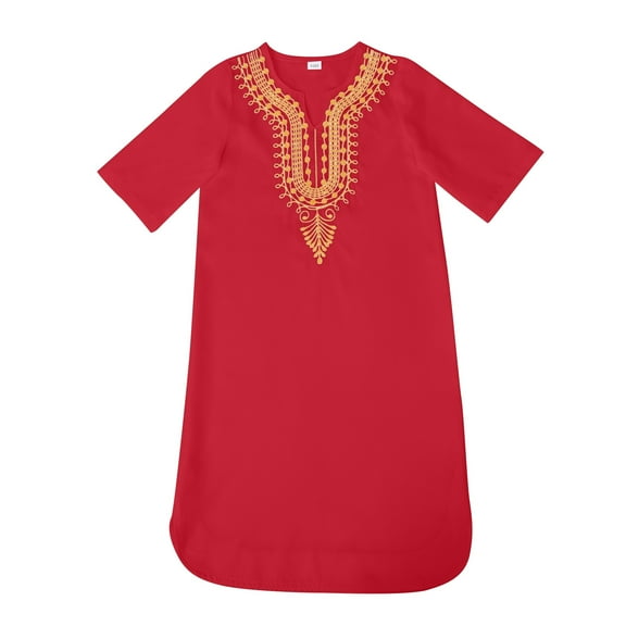 HUANBAI Kids African Classic Childrens Dashiki Casual Loose Shirt Gown Boys Girls 4-5 Years
