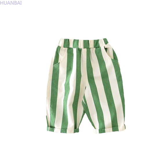 HUANBAI Kids Baby Girl Minimalist Striped Pants Daily Elastic Waist Pants Wide Leg Sweatpants 2-3 Years
