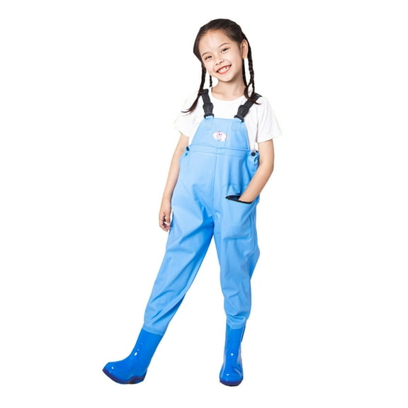 HUANBAI Kids Boys Girls Chest Waders Youth Fishing Waders With Pocket For Toddler Children Water Proof & Fishing Waders With Boots 2-3 Years