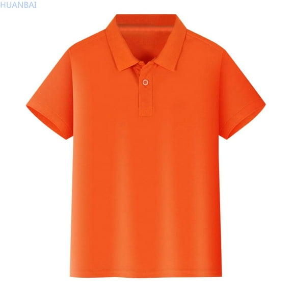 HUANBAI Kids Boys Girls Short Sleeve Shirt Button Closure Comfortable & Soft Fabric Basic Tshirt Tops 4-5 Years