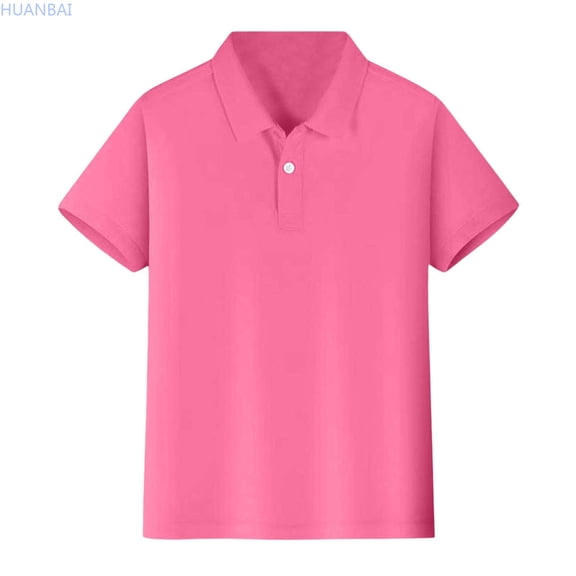 HUANBAI Kids Boys Girls Short Sleeve Shirt Button Closure Comfortable & Soft Fabric Boys Basic Tees 9-10 Years