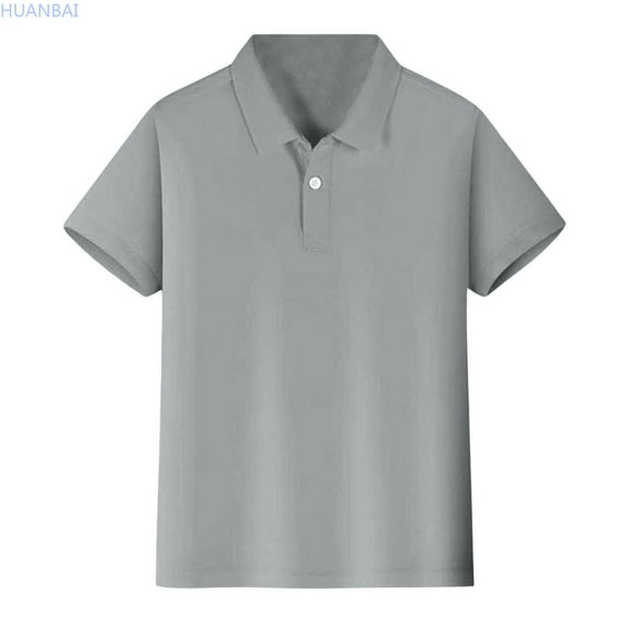 HUANBAI Kids Boys Girls Short Sleeve Shirt Button Closure Comfortable & Soft Fabric Kids Crewneck Tops 4-5 Years