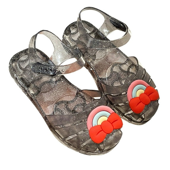 HUANBAI Kids Girls Jelly Sandals Girls Closed Toe Princess Summer Dress Shoes Beach Flat Sandals 2.5-3 Years
