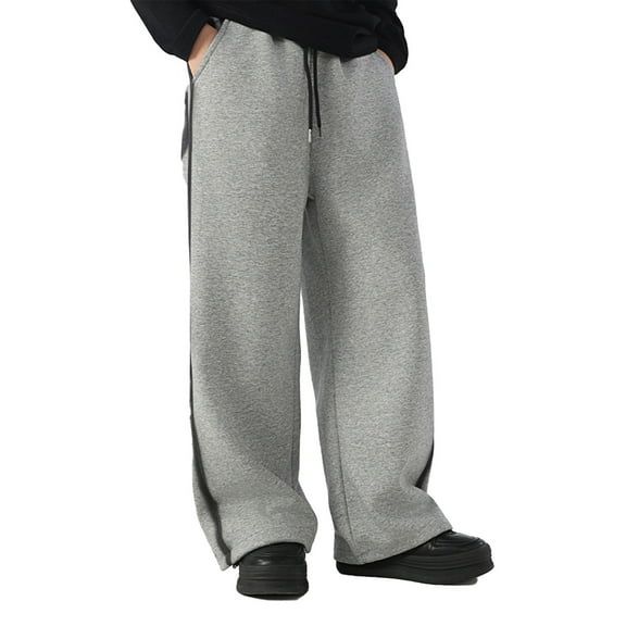 HUANBAI Kids Girls' Wide Leg Sweatpants High Elastic Waist Pants Drawstring Casual Straight Leg Jogger Swearpants With Pocket 14-15 Years