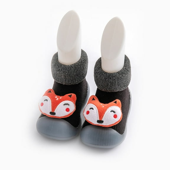 HUANBAI Kids Toddler Baby Boys Girls Solid Warm Knit Soft Sole Rubber Shoes Socks Slipper Stocking 3-6 Months