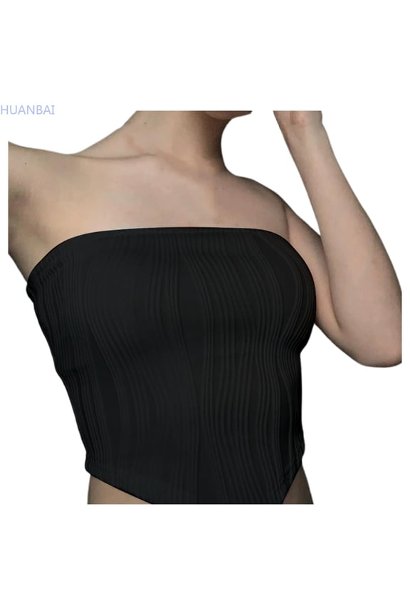 Ladies' able And Temperament Splicing Strip Tapered Swing Strapless Vest Tank Top Suspender Womens Casual Tank