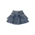 thumbnail image 1 of HUANBAI Little Girl's Denim Skirts Mini Flared Pleated Toddler Jean Skorts With Shorts Underneath 12-18 Months, 1 of 8