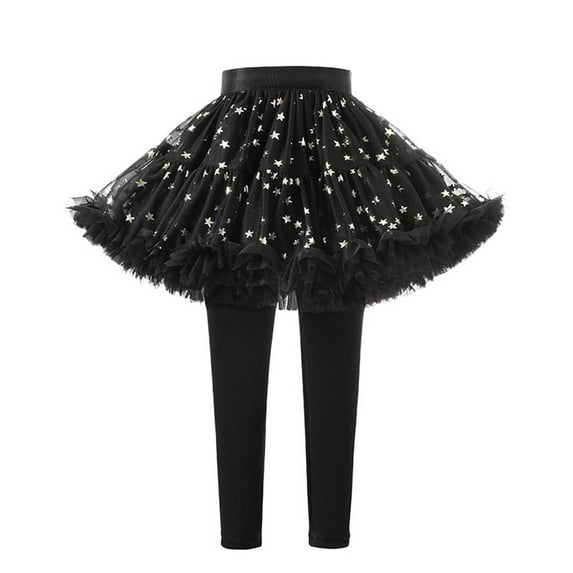 HUANBAI Little Girls Footless Leggings With Tutu Ruffle Skirt Stretchy Pantskirt 18-24 Months