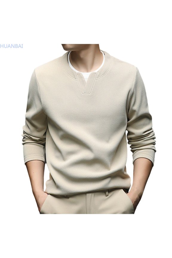 Long Sleeve Layered T Shirt Casual Top With Inner Layer Two Piece Design Comfortable Crew Neck Shirt For Daily Wear